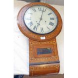 LATE 19TH CENTURY WALNUT WALL CLOCK WITH PARQUETRY INLAID DECORATION 69CM TALL