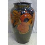 LARGE MOORCROFT VASE WITH POMEGRANATE DECORATION & GREEN SIGNATURE & IMPRESSED MARK - 37CMS