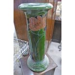 ART NOUVEAU POTTERY STAND WITH FLORAL DECORATION Condition Report: 67cm tall. crazed.