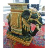 CERAMIC ELEPHANT POT STAND Condition Report: tusk has been reattached but is damaged.