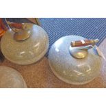 PAIR OF GRANITE CURLING STONES WITH MATCHING BRASS AND WOOD HANDLES -2-