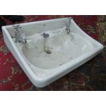 WHITE PORCELAIN ARTS & CRAFTS STYLE SINK BY SHANKS Condition Report: 68cm wide,