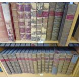 PUNCH OR THE LONDON CHARIVARI: 27 VARIOUS 19TH CENTURY HALF LEATHER BOUMD VOLUMES OVER 1½ SHELVES