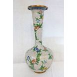 CHINESE BOTTLE NECK WHITE CLOISONNE VASE - 45CM TALL Condition Report: 2 large