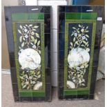 PAIR OF MINTON TILED FIRE PLACE PANELS OF BIRDS Condition Report: some chips and