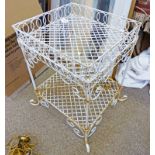 WHITE METAL 2 TIER GARDEN STAND