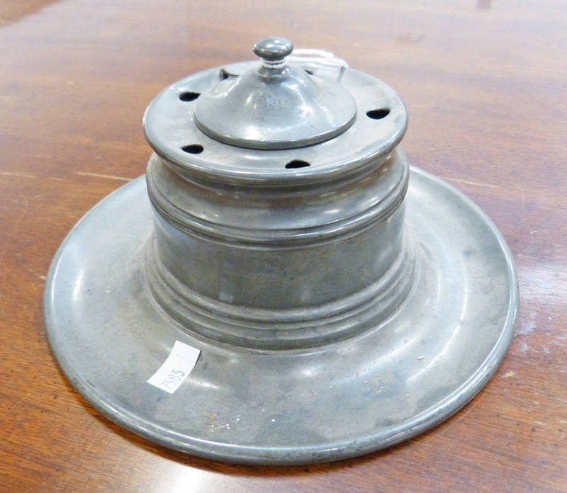 19TH CENTURY PEWTER INKWELL