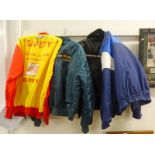 TWO JAMES BOND FILM CREW JACKETS TOGETHER WITH JIM CLARK MEMORIAL RALLY JACKET AND OTHERS