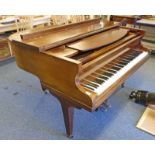 MAHOGANY CASED BABY GRAND PIANO BY CHALLEN Condition Report: sun faded,