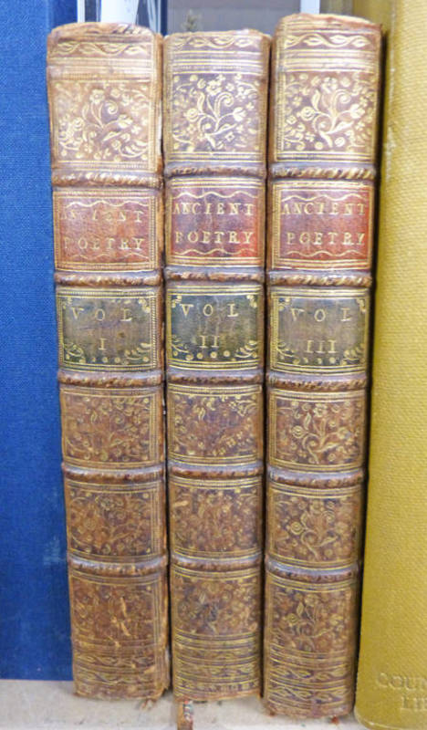 RELIQUES OF ANCIENT ENGLISH POETRY IN 3 VOLUMES BY THOMAS PERCY - 1767,