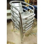 SET OF 5 CHROME OPEN ARMCHAIRS