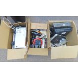 3 BOXES OF ELECTRICAL GOODS INCLUDING SMALL JVC STEREO,