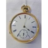 18CT GOLD OPEN FACED POCKET WATCH Condition Report: Minor denting to rear case.