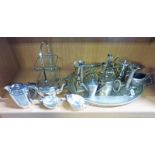 PAIR SILVER PLATED CANDLESTICKS, SILVER PLATED SALVER,