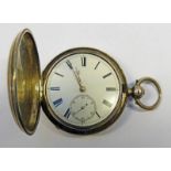SILVER HUNTER CASED POCKET WATCH Condition Report: Not currently running, no glass,