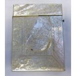 19TH CENTURY MOTHER OF PEARL CARD CASE WITH DECORATIVE COVERING