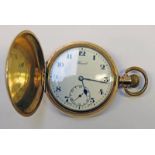 GOLD PLATED POCKET WATCH Condition Report: Dial is cracked.