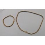 9CT GOLD ROPE WORK NECKLACE & BRACELET Condition Report: Weight: 13.4g.