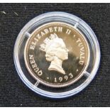 1993 PROOF 100 DOLLAR COMMEMORATIVE TUVALU COIN IN FITTED CASE