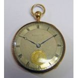 CONTINENTAL GOLD KEYWIND OPEN FACE QUARTER REPEATING POCKET WATCH CIRCA 1820 BY COURVOISIER &