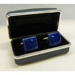 PAIR CASED LAPIZ LAZULI CUFFLINK'S Condition Report: Overall good condition.