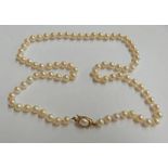 CULTURED PEARL NECKLACE OF 79 PEARLS ON CLASP MARKED 9KT Condition Report: Length