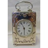 SILVER MANTLE CLOCK WITH CHERUB DECORATION LONDON 1904