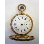 ENAMELLED WATCH CASE MARKED 14K Condition Report: Dial is detached & in poor
