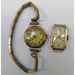 9CT GOLD WRISTWATCH & 9CT GOLD WRISTWATCH Condition Report: Neither running.