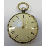 SILVER POCKET WATCH Condition Report: Later case for works & dial.