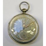 SILVER POCKET WATCH WITH DECORATIVE SILVER DIAL