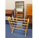 MAHOGANY CHEVAL MIRROR & TOWEL RAIL