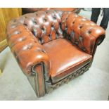 LEATHER BUTTON BACK CHESTERFIELD STYLE ARMCHAIR