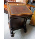 MAHOGANY DAVENPORT DESK WITH SATINWOOD INTERIOR & DRAWERS TO ONE SIDE