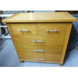 OAK CHEST OF DRAWERS WITH 2 SHORT OVER 3 LONG DRAWERS