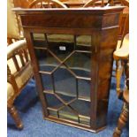 19TH CENTURY MAHOGANY CORNER CUPBOARD WITH ASTRAGAL GLASS DOOR & SHELVED INTERIOR