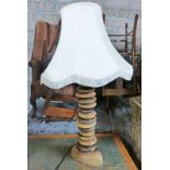 TURNED WOODEN TABLE LAMP