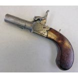 A 50 BORE PERCUSSION POCKET PISTOL BY DAVIDSON WITH ENGRAVED DECORATION,