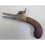 A 54 BORE PERCUSSION POCKET PISTOL BY DOOLEY LIVERPOOL SIGNED DOOLEY WITH FOLDING TRIGGER,