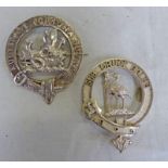 TWO SILVER SCOTTISH CLAN BADGES INCLUDING MACKINNON "AUDENTES FORTUNA JUVAT" HALLMARKED EDINBURGH