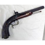 A 22 BORE PERCUSSION TARGET PISTOL BY WILTON AND DAW LONDON OCTAGONAL BARREL WITH WHITE METAL