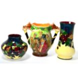 Two floral decorated Tuscan Plant vases and a Royal Doulton limited edition 152/500 Ken John Peel