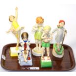 Five Royal Worcester figures 'Tuesday's Child Is Full Of Grace' 3534, 'Wednesday Knows Little Woe'