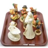 Seven Goebel figures and two Royal Worcester figures