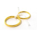 Two 22ct gold band rings, finger size S and K1/24.63g gross