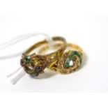 A Victorian 12ct gold 'DEAREST' ring, finger size N and a Victorian 15ct gold turquoise and pearl