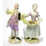 Two Meissen china figures (one a.f.)