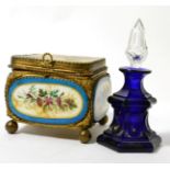 A French porcelain hinged box and perfume bottle