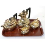 A matched four piece silver teaset, Birmingham & Chester 50 ozt