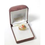 An Italian multi cameo ring, finger size MNo hallmark or stamp but in our opinion would test as